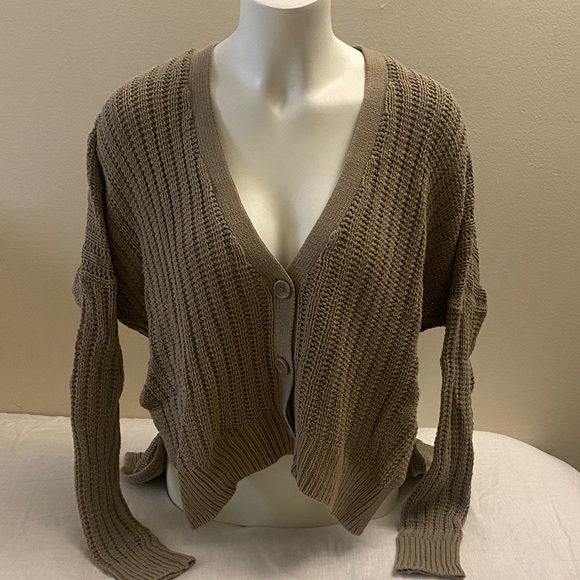 Express Taupe Knit Cardigan - Picture 1 of 3